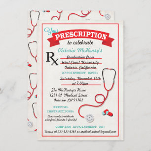 Medical Graduation Prescription Pad Invitation