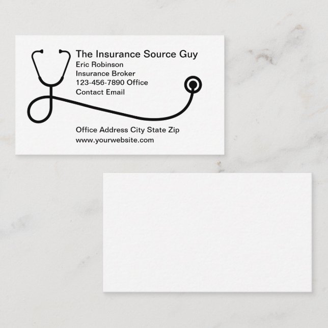 Medical Health Insurance Broker  Business Card (Front/Back)