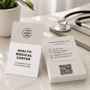 Medical Healthcare Clinic Doctor Beige Vertical Business Card