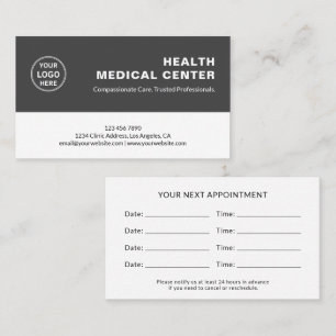 Medical Healthcare Clinic Doctor Grey Appointment Card
