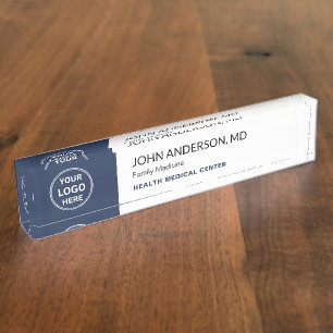 Medical Healthcare Clinic Doctor Navy White Nameplate