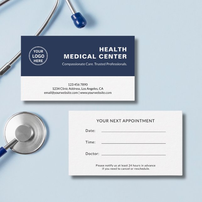 Medical Healthcare Clinic Doctor Professional Appointment Card (Visit my store for more modern healthcare branding templates and office supplies.)