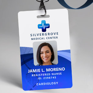 Medical Healthcare Logo DNA Blue Photo Nurse ID ID Badge