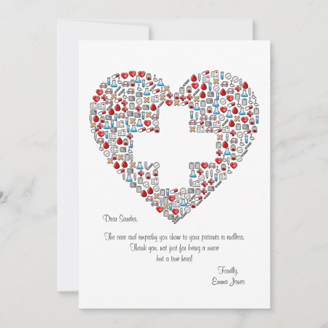 Medical Heart Nurse Appreciation Card (Front)