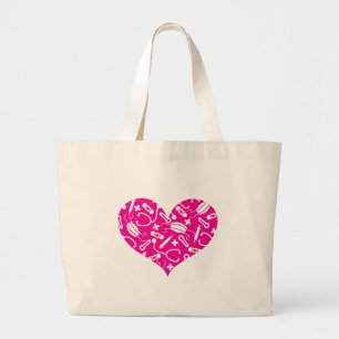 Medical Heart Nurses Doctors EMT CNA Large Tote Bag