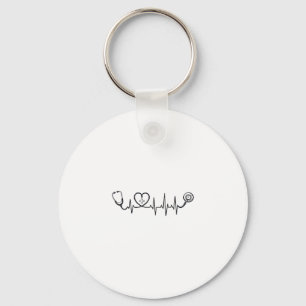 Medical Heartbeat Stethoscope Vector Shirt Design_ Key Ring