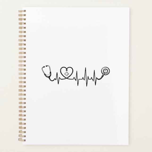 Medical Heartbeat Stethoscope Vector Shirt Design_ Planner (Front)