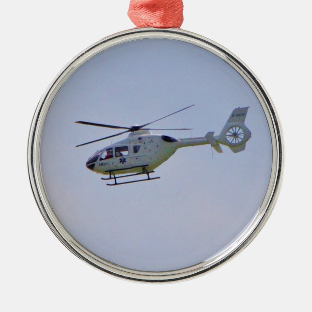 Medical Helicopter Metal Tree Decoration (Front)