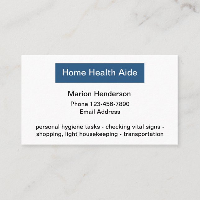 Medical Home Health Aide Business Card (Front)