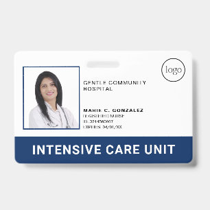 Medical Hospital Navy Blue Logo Photo ID Badge