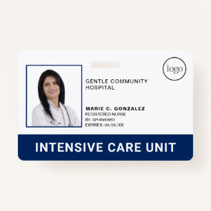 Medical Hospital Navy Blue Logo Photo ID ID Badge