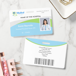 Medical Hospital Nurse Photo ID Badge With QR CODE