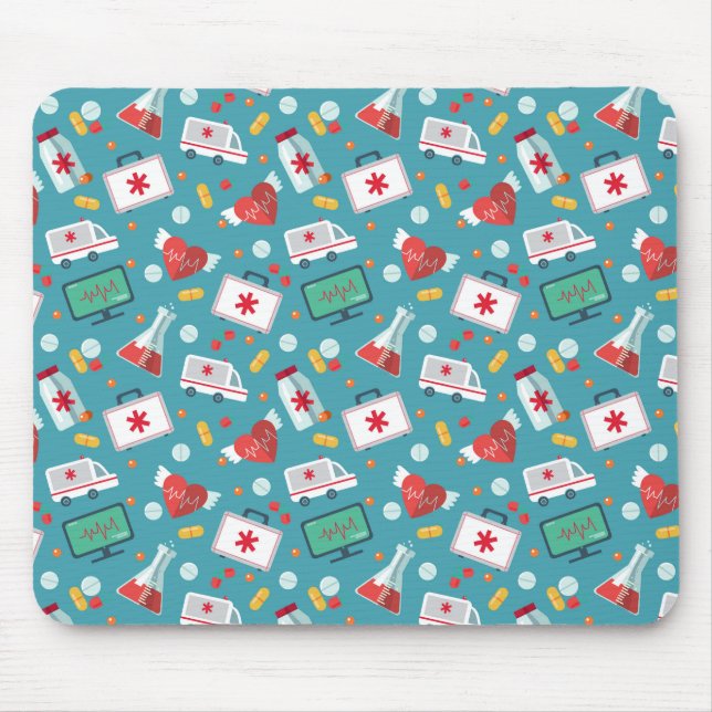 Medical Icon Pattern Mouse Pad (Front)