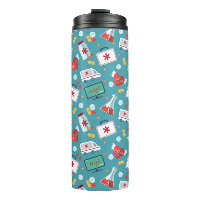 Medical Icon Pattern Thermal Tumbler (Front)