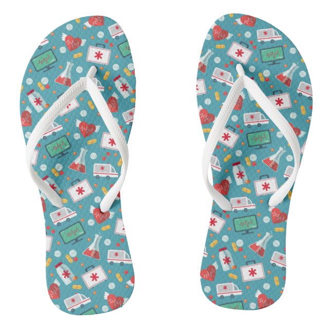 Medical Icon Pattern Thongs (Footbed)