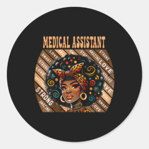 Medical Istant Afro Black History Month For Women  Classic Round Sticker