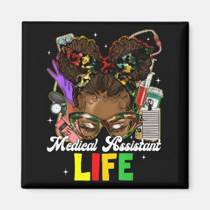 Medical Istant Black History Messy Afro Girl Women Magnet
