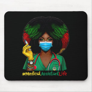 Medical Istant Nurse Afro Woman Nursing Juneteenth Mouse Pad