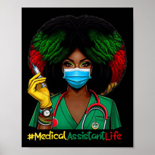 Medical Istant Nurse Afro Woman Nursing Juneteenth Poster