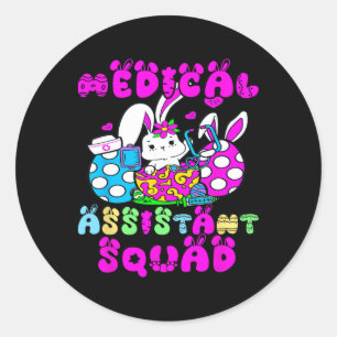 Medical Istant Squad Bunny Easter Nurse Life Classic Round Sticker