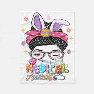 Medical Istant Squad Bunny Messy Bun Ear Flower Ea Fleece Blanket