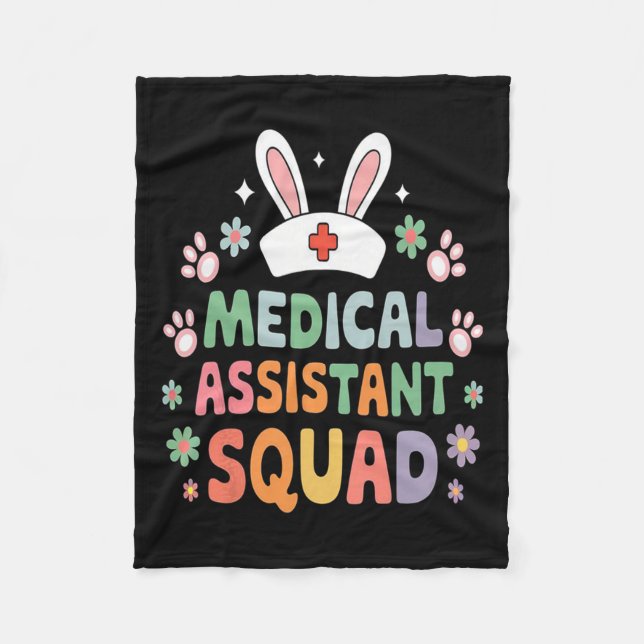 Medical Istant Squad Easter Bunny Costume Eggs  Fleece Blanket (Front)