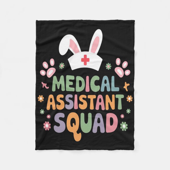 Medical Istant Squad Easter Bunny Eggs Funny Easte Fleece Blanket (Front)