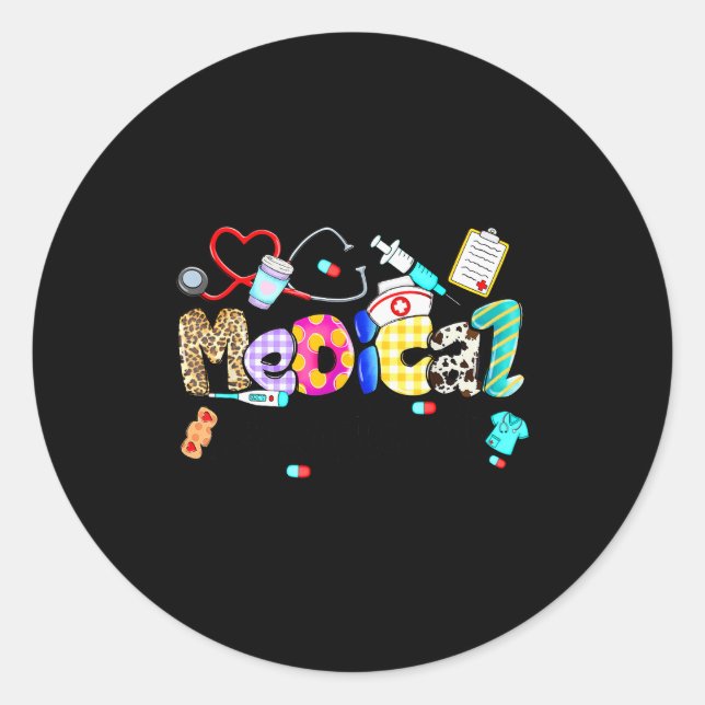 Medical Istant Stethoscope Leopard Medical Istant  Classic Round Sticker (Front)