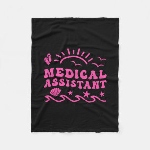 Medical Istant Summer Beach Vacation Healthcare Tr Fleece Blanket