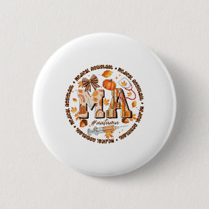 Medical Istant Thanksgiving Coquette Bow Fall Leav 6 Cm Round Badge