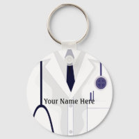 Medical Lab Coat Jacket Doctor Button Keychain