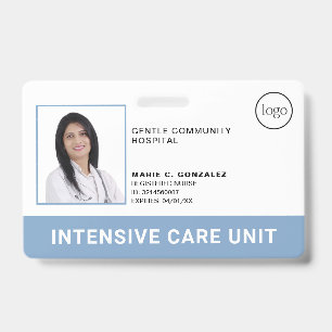 Medical Light Blue Hospital Logo Photo ID Badge