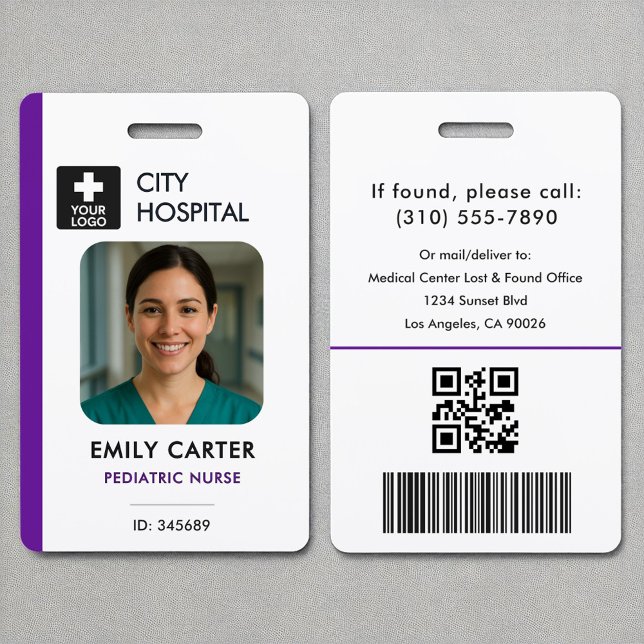 Medical Logo Paediatrics Nurse Purple ID Photo  Badge (Creator Uploaded)