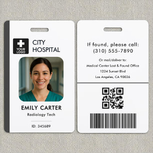 Medical Logo Technician Nurse Grey ID Photo ID Badge