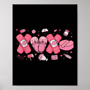 Medical Lovely Chequered Heart Nurse Valentine Poster