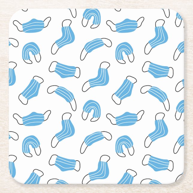 Medical mask pattern square paper coaster (Front)