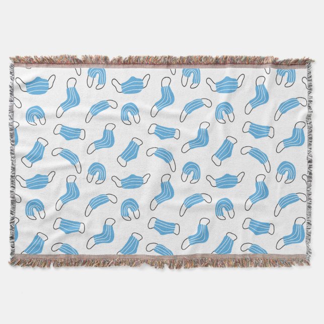 Medical mask pattern throw blanket (Front)