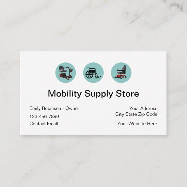 Medical Mobility Supplies Business Card (Front)