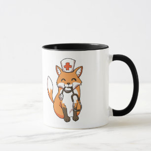 Medical Nurse Doctor Fox Drawing Cute Ringer Mug