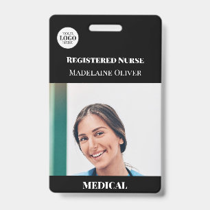 Medical Nurse ID Photo Black Simple Logo Badge