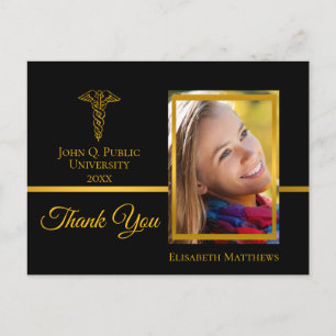Medical   Nursing Graduation Name Photo Thank You Postcard