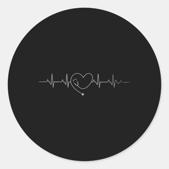 Medical Nursing Heart Stethoscope Heartbeat Medica Classic Round Sticker (Front)