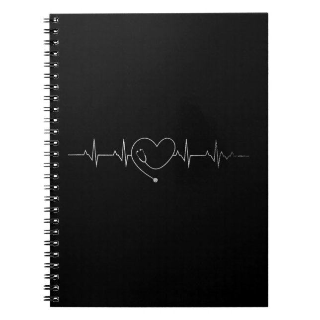 Medical Nursing Heart Stethoscope Heartbeat Medica Notebook (Front)