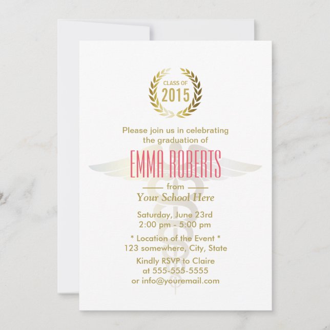 Medical & Nursing School Class of 2015 Graduation Invitation (Front)