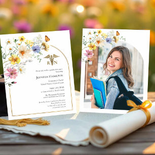 Medical Nursing School Grad Party Photo Invitation