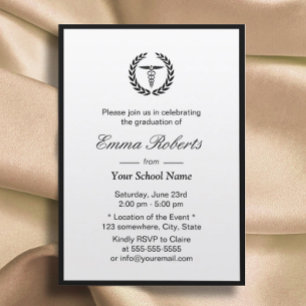 Medical Nursing School Minimal Border Graduation Invitation