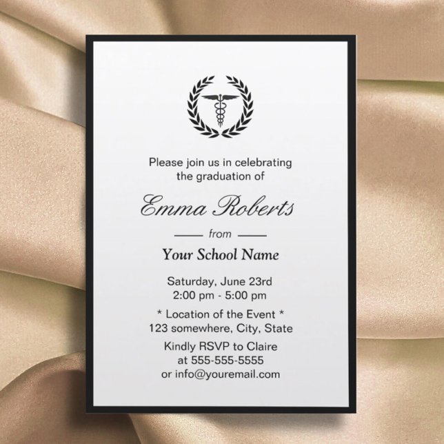 Medical Nursing School Minimal Border Graduation Invitation (Creator Uploaded)
