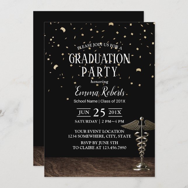 Medical Nursing School Nurse Graduation Invitation (Front/Back)
