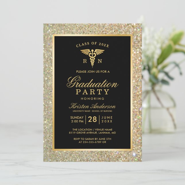 Medical Nursing School Symbol Graduation Party Invitation (Standing Front)