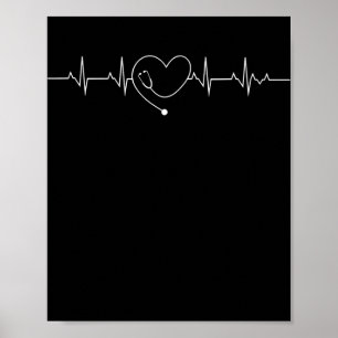 Medical Nursing Stethoscope Nurse Heartbeat Gift Poster